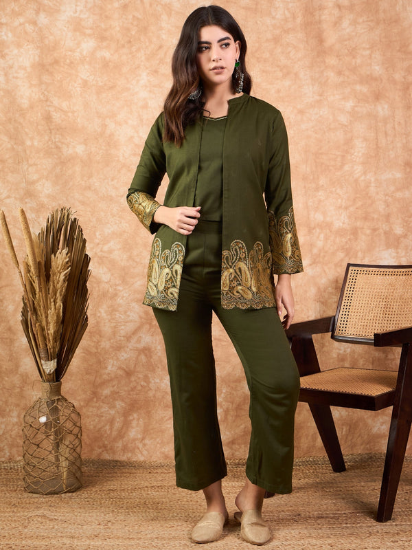 Sahasika Square Neck Sleeveless Top & Trouser With Shrug