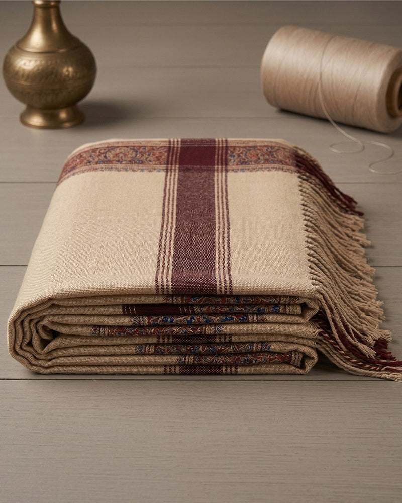 Brown Border Shawl - Ethnic Traditional Wear