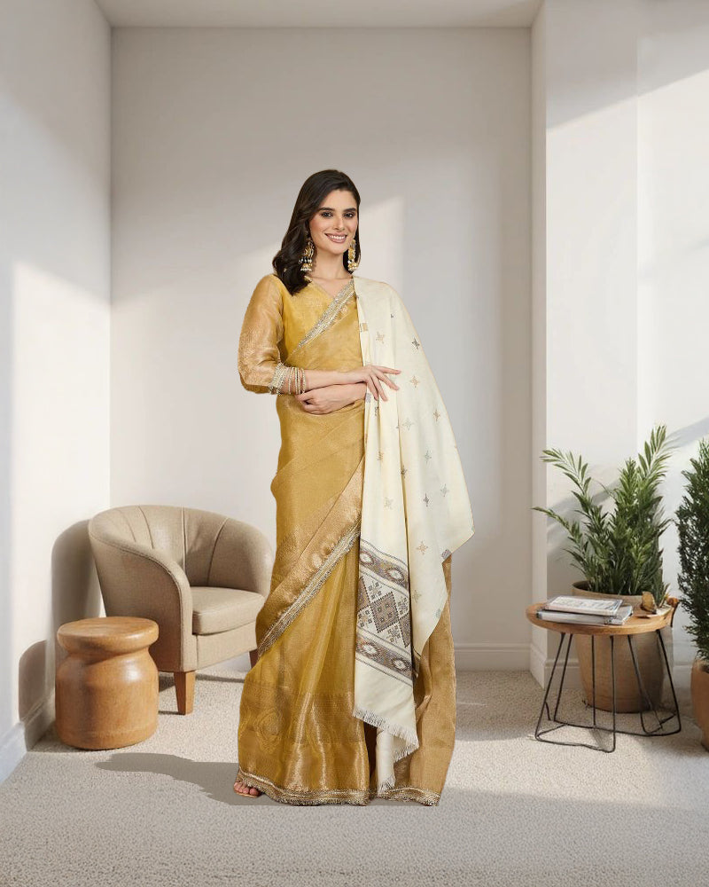 Women's White Stole - Premium Ethnic Wear