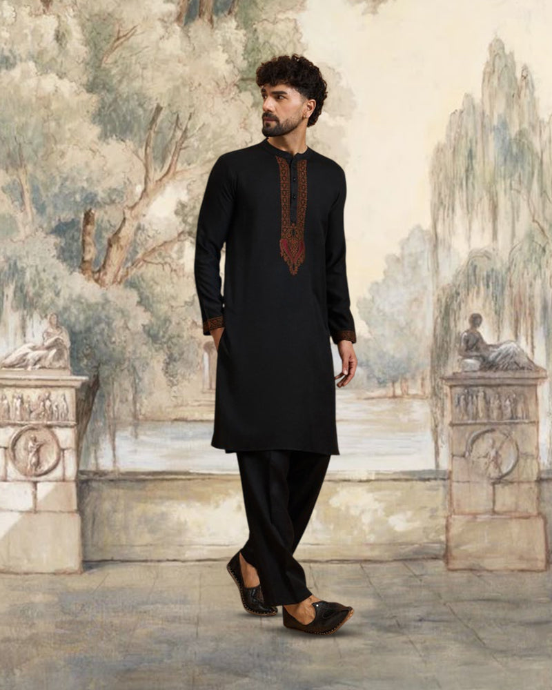 Winter Men Ethnic motifs Woven Design Kurta with Trouser